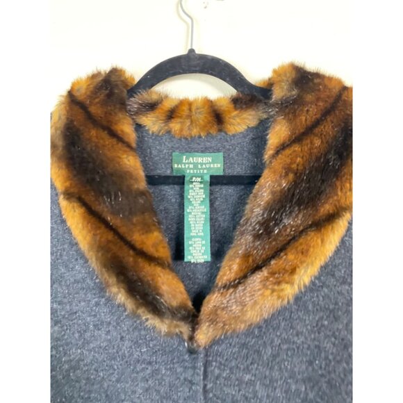 Lauren Ralph Lauren Cashmere Wool Angora Sweater Cardigan Sz Medium Petite Gray - Picture 10 of 16